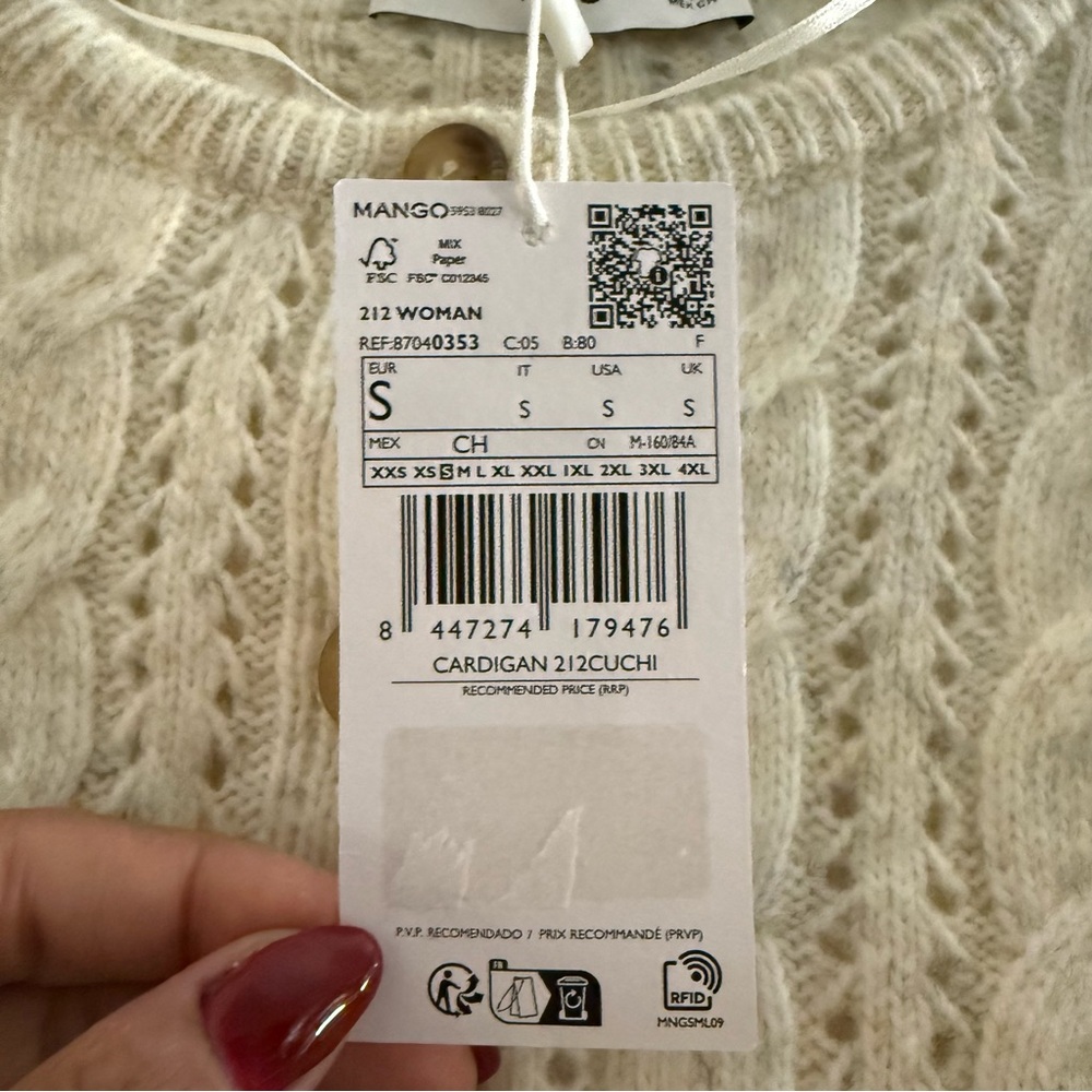 NWT Mango Knit Braided Cardigan with Lace Details - Picture 9 of 10